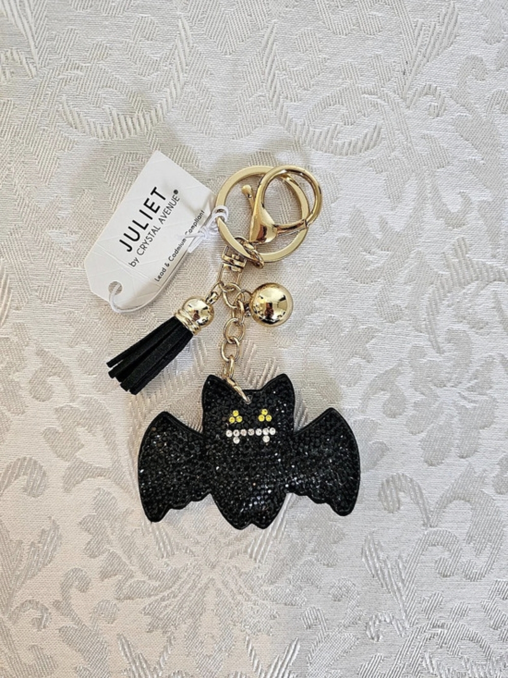 Halloween Puffy Glitter Bat Keychain